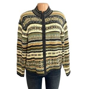 Tiara Vintage Blue White Tribal Aztec Sweater